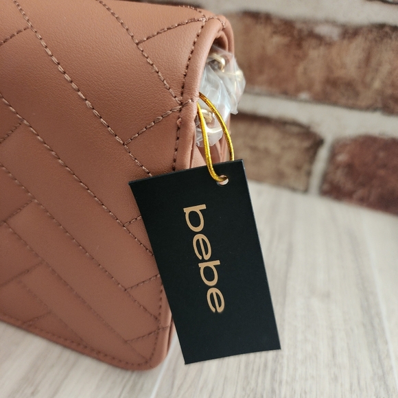 bebe Quilted Sophia Dark Blush Crossbody Bag NWT - Picture 10 of 12